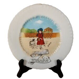Victoria Austria Nursery Rhyme Plate Rare Hand Painted Mary Had a Little Lamb